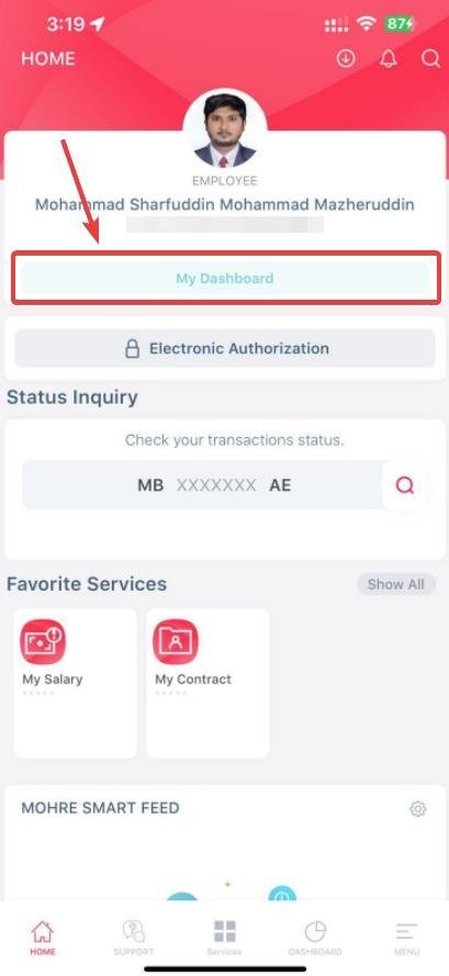 STEP 01 - MOHRE DASHBOARD